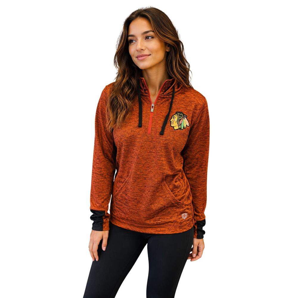 NWT Chicago Blackhawks hockey game day 1/4 zip gooded sweater winter gift idea M